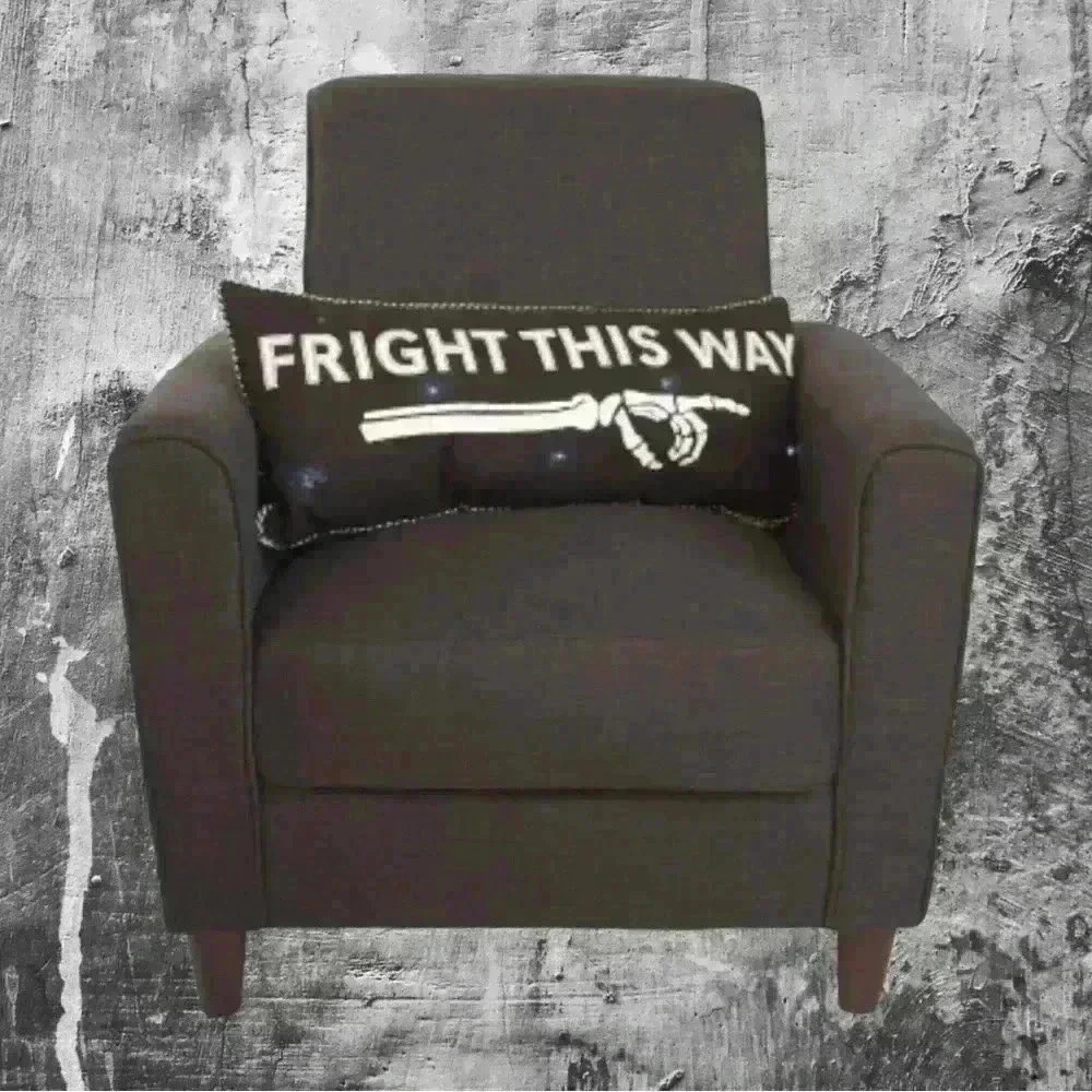 NEW LED LIGHT UP Embroidered Accent / Throw Pillow FRIGHT THIS WAY - SO FUN!